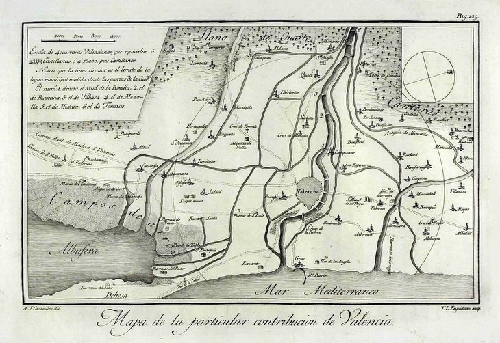 Mapa de la Particular Contribución de Valencia durante el siglo XVIII